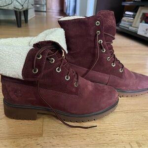 Timberland Red Winter Rain Boots with Sherpa Lining